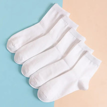 5pairs Unisex Solid Color Socks (Size 6-9) &quot;WHITE&quot; ~ NEW!!! - $9.49