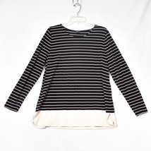 Lauren Ralph Lauren Size XL Striped Blouse Tunic Black &amp; Beige Long Sleeve - £17.71 GBP