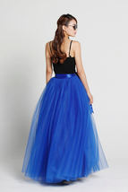 BLUE Ruffle Full Long Tulle Skirt Women Plus Size Party Prom Tulle Maxi Skirt image 2
