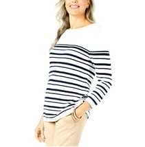 Karen Scott Womans Size Small Blue Combo Striped Knit Sweater Lace Up Cotton NEW - £10.94 GBP