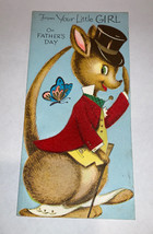 Vintage 1950’s Greetings Father’s Day Card Velvet Kangaroo Used - $5.88