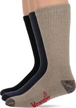 Wrangler Mens Cotton Cushion Work Boot Crew Socks Made in USA 3 Pair Pack - $12.99