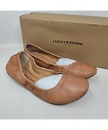 Lucky Brand Women&#39;s Ballet Flats Sz 5.5 M Emmie Tan Cabretta Leather - £25.17 GBP