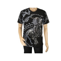 Mens PLATINI Sports Shirt With Rhine Stones Lion Chain STT8022 Black Lion image 2