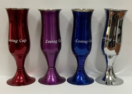 Lot of 4 Royal Caribbean Cruises Tall Shot Glass on Pedestal Loving Cup Red Blue - $10.88