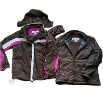 COLUMBIA Interchange Ski Snow Winter Waterproof 2 in 1 Brown Pink Hooded Women L - £59.43 GBP