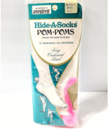 Vtg NOS Pink Pom Poms White Hide A Socks Terry Cushioned Lined Orlon Nyl... - £35.56 GBP