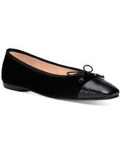 Kate Spade Women Slip On Cap Toe Ballet Flats Pavlova US 6B Black Croco Velvet - £38.56 GBP