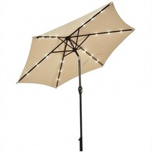 9 Feet Solar LED Lighted Patio Market Umbrella Tilt Adjustment Crank Lif... - $2,589.52 MXN