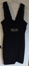 Womens 14 Betsy &amp; Adam Navy Blue Beaded Lace Accent Sleeveless Cocktail ... - $535.45 MXN
