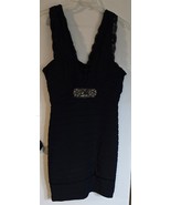 Womens 14 Betsy &amp; Adam Navy Blue Beaded Lace Accent Sleeveless Cocktail ... - $533.89 MXN