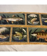 Pine Lodge By David Brown Panel Fabric Fish Trout Cabin Decor Pillows Quilt - $11.75