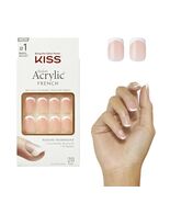 KISS Salon Acrylic Press On Nails Bonjour Nude White 28 Nails Short Squoval - $14.46 CAD