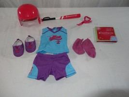 American Girl Doll Blue &amp; Purple 2013 Softball Set Retired Clothes Lot Sports - £26.86 GBP