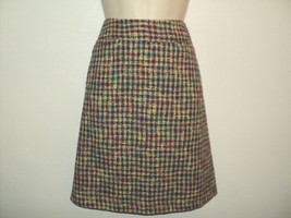 Jade Melody Tam Skirt Size 8 Cotton/Poly Tweed Brown Checker Red, Green, Yellow - £6.63 GBP
