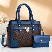  Women&#39;s Bag Contrast Color Diamond Square Texture Mother And Child Bag Printing - £35.12 GBP
