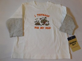 Osh Kosh B&#39;Gosh Baby Boy&#39;s T Shirt I Totally dig my Dad 9 Months White Grey NWT - £10.17 GBP