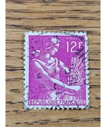 France Stamp Republique Francaise 12f Used Violet The Harvester - £1.49 GBP