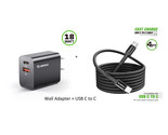 18W Wall Charger +4FT Braided TYPE C to C USB For Consumer Cellular IRIS... - $13.81