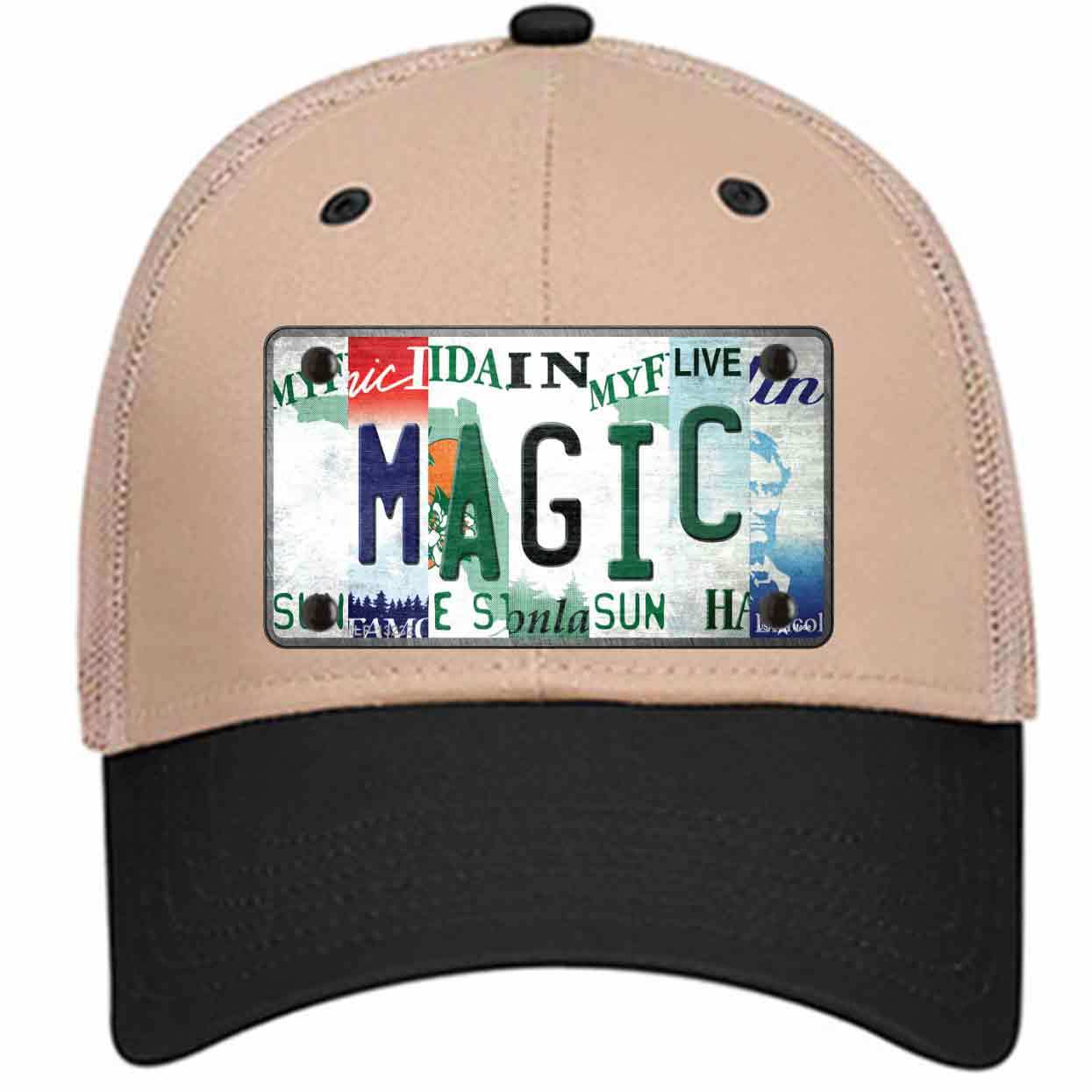Magic Strip Art Novelty Khaki Mesh License Plate Hat Tag