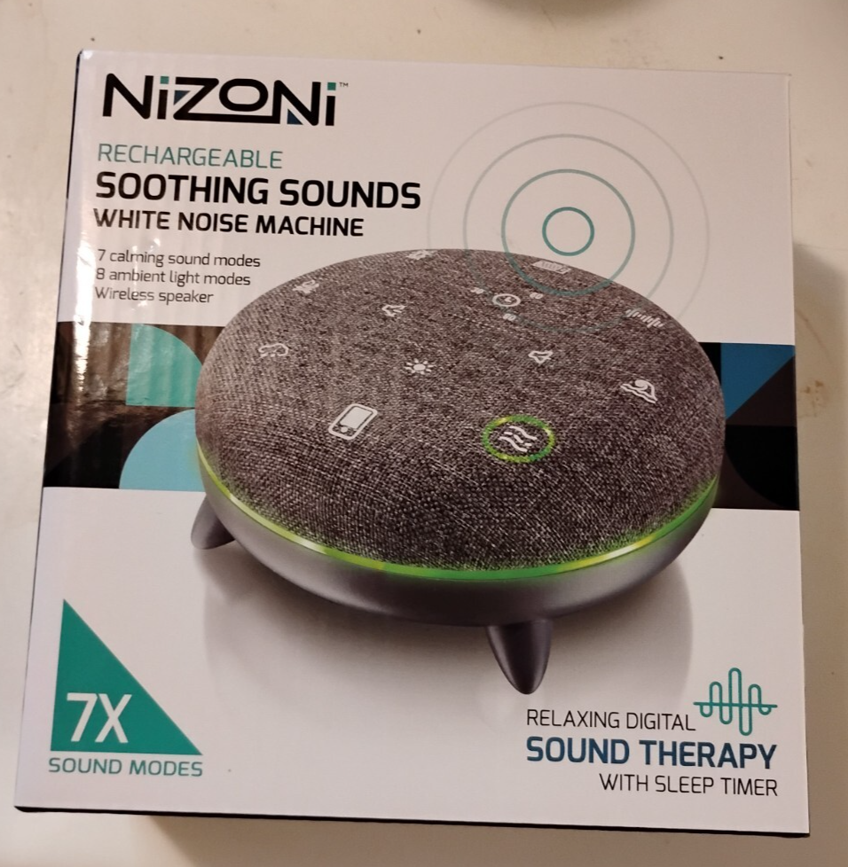NIZONI Rechargeable Soothing Sounds White Noise Machine - USB - Wireless... - $14.73