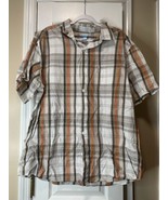 Men’s Columbia Plaid Button Up XXL Brown Striped Casual Short Sleeve - $10.36