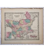 Antique Atlas Map TURKEY in EUROPE, No 22,  1855 Colton World Maps + - €64,49 EUR