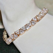 Diamond Alternatives Trillion Bridal Tennis Bracelet 14k Yellow Gold Ove... - £43.77 GBP