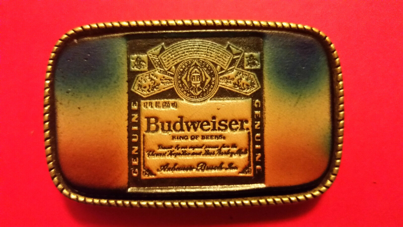 VINTAGE BUDWEISER Label Genuine Leather Leather Buckle  Made in USA - New - $9.85