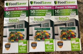FoodSaver 1-Quart Freeze &#39;n Steam Microwavable Single-Cooking Bags 3 Boxes - £19.75 GBP