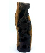 Vtg Makonde Wood Carved Figure Mashing Grain Carrying Baskets Tall Heavy... - $394.20 MXN