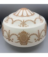 Vtg 30s Art Deco Glass Ceiling Light Shade Globe Pendant White Beige Print - $1,549.62 MXN
