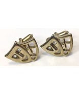 Signed SWANK Tragedy Comedy Mask Face Cufflinks Gold Tone Rhinestone Eyes - $13.00