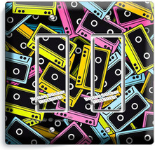 VINTAGE AUDIO CASSETTE TAPE PATTERN 2 GFCI LIGHT SWITCH PLATE MUSIC STUD... - $12.08