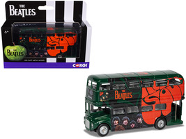 The Beatles London Double Decker Bus &quot;Rubber Soul&quot; Green Diecast Model Car by Co - $47.49