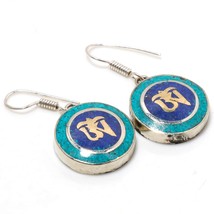 Lapis Lazuli Tibetan Turquoise Handmade Ethnic New Earrings Nepali 1.60" SA 3043 - £7.18 GBP