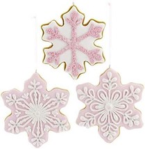 Kurt Adler Pink and White Snowflake Claydough Cookie Ornaments | Set of 3 - £17.21 GBP