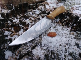 Hand forged full tang belt knife, with curly maple handle - £180.23 GBP