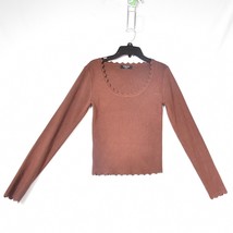 The Workshop Women&#39;s Ribbed Long Sleeve Sweater Brown Size Medium - £12.52 GBP