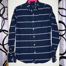 Aeropostale Mens Designer Dark Blue Striped Casual Shirt Small - £10.78 GBP