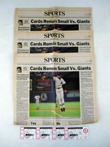 St. Louis Cardinals vs Giants Lot 4 Ticket Stubs + 3 Newspapers 7/12/90 1990 - £10.17 GBP