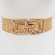 Gold Metal Buckle Stretch Belt Woven Tan - €15,25 EUR