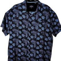 Nat Nast Men XL Blue Tree Leaf Vacation Button Down Short Sleeve Tropical Shirt - £53.75 GBP