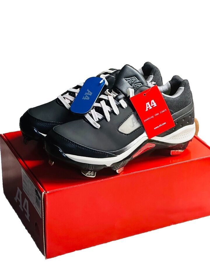 A4 Pro F9001U St Steel Constructed Baseball Black And White Cleats USA 5.5