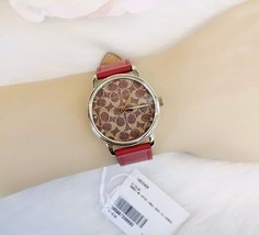 NWT COACH Women&#39;s Leather Watch&#39;s 14503408 Red - £75.60 GBP