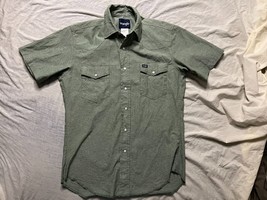 Wrangler Men&#39;s Short Sleeve Button Up Pearl Snap Shirt Green Medium MS733GN - £15.53 GBP
