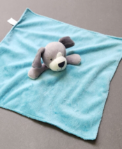 Carters Turquoise Teal Baby Security Blanket Gray Puppy Dog Lovey Cuddly NuNu - £18.97 GBP