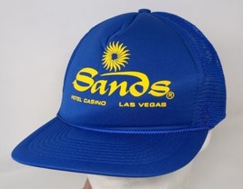 Vintage Sands Casino Hat Snapback Trucker Cap Mens Blue Hotel Las Vegas 90s - $10.95