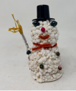 Vintage 3in Japan Foam &amp; Pipe Cleaner Snowman Broom &amp; Top Hat Christmas ... - £10.12 GBP