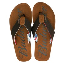 Budweiser Script Logo Men&#39;s Sandals Flip Flops Brown - $29.98